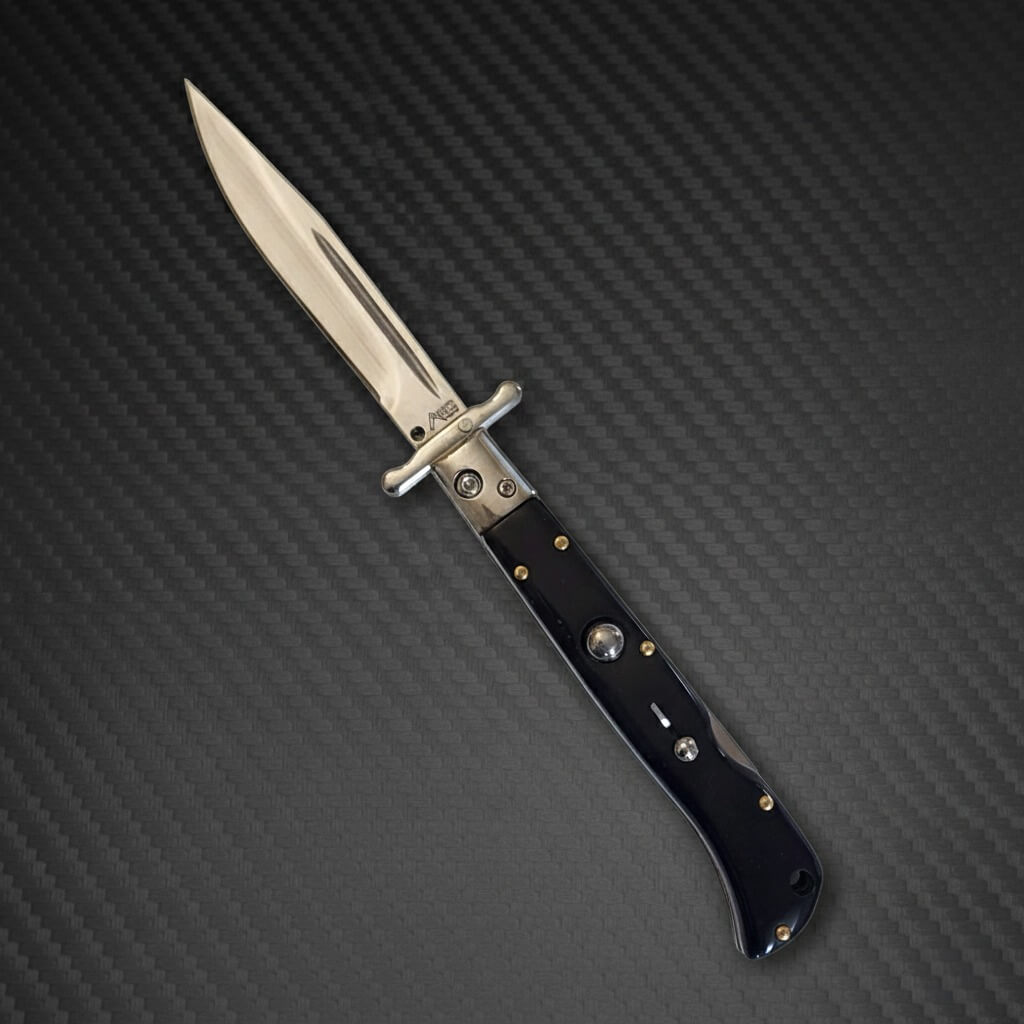 AKC 9" Italian Roma Swinguard Automatic - Black (3.75" Polished)