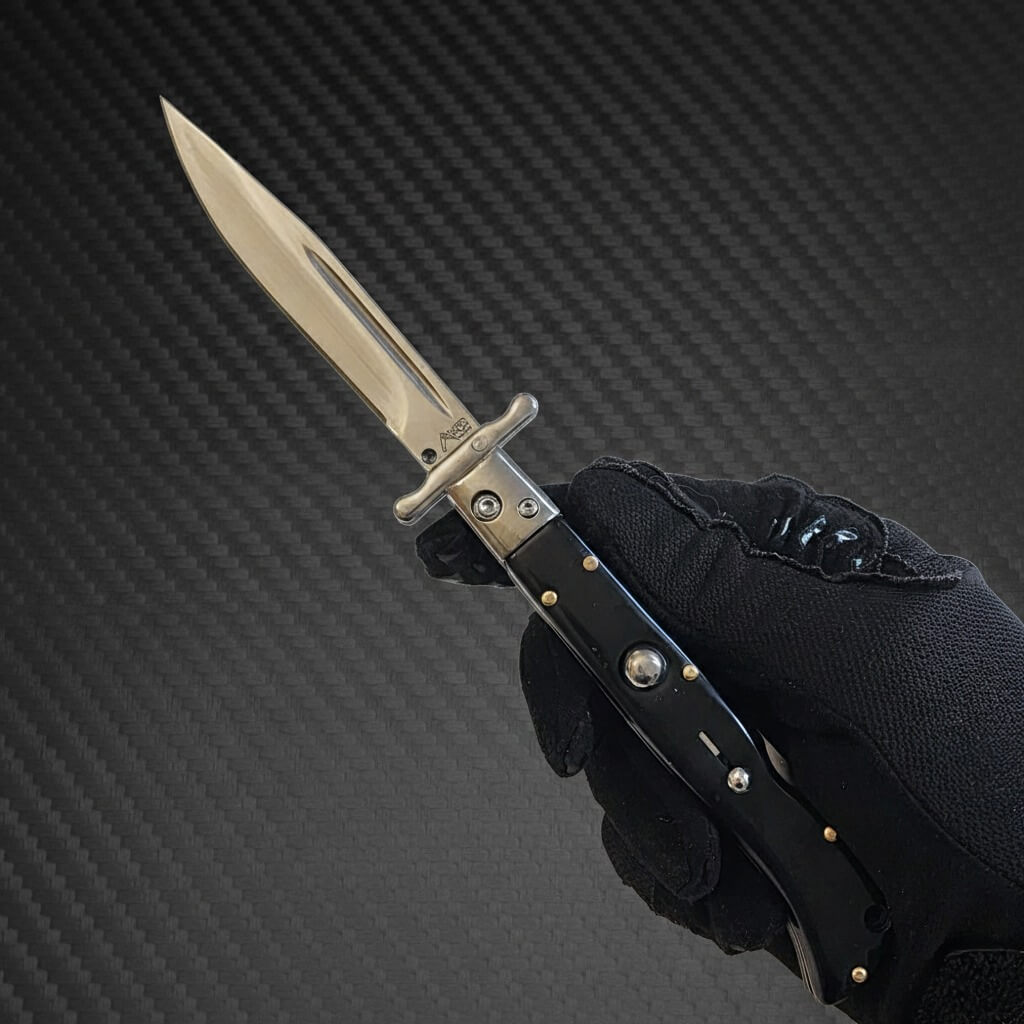 AKC 9" Italian Roma Swinguard Automatic - Black (3.75" Polished)