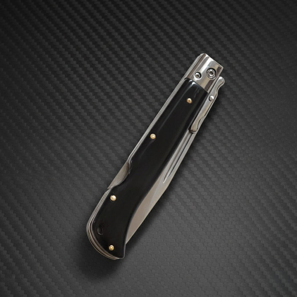 AKC 9" Italian Roma Swinguard Automatic - Black (3.75" Polished)