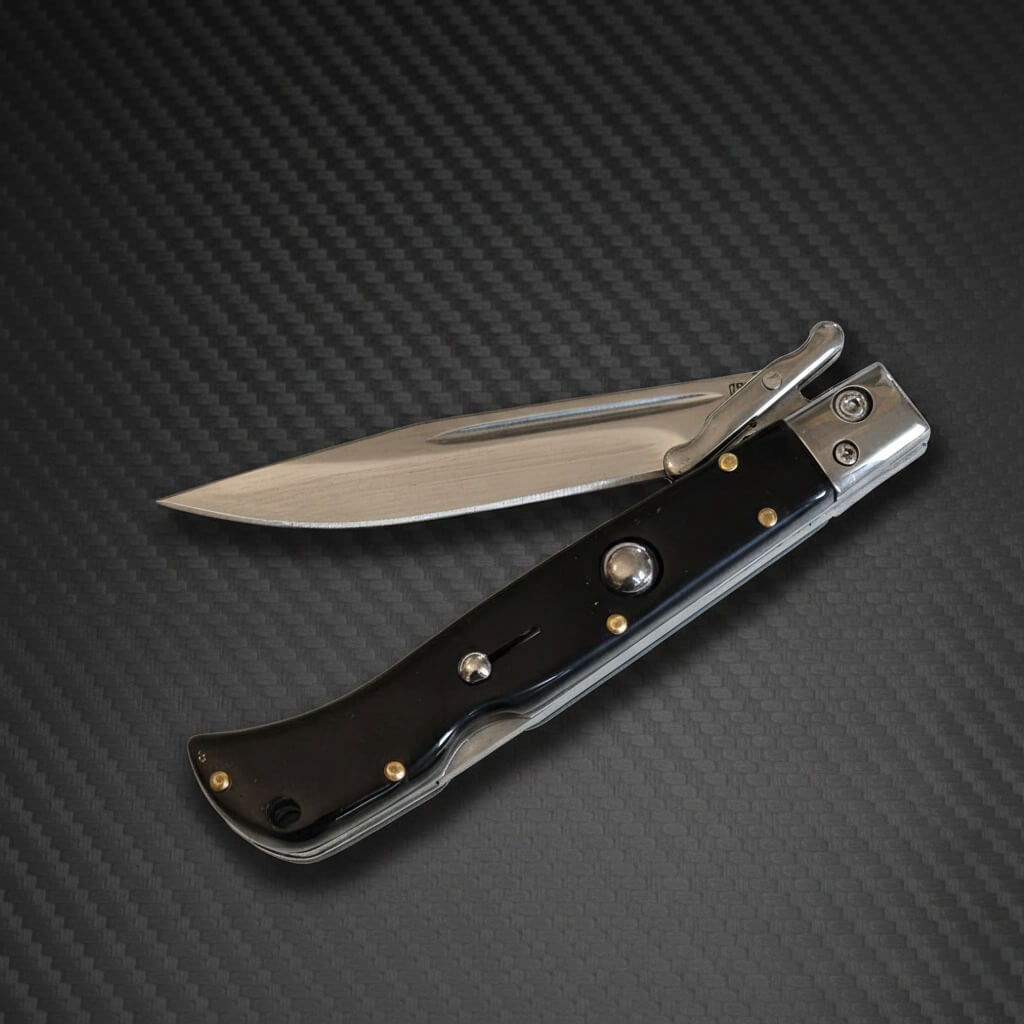 AKC 9" Italian Roma Swinguard Automatic - Black (3.75" Polished)