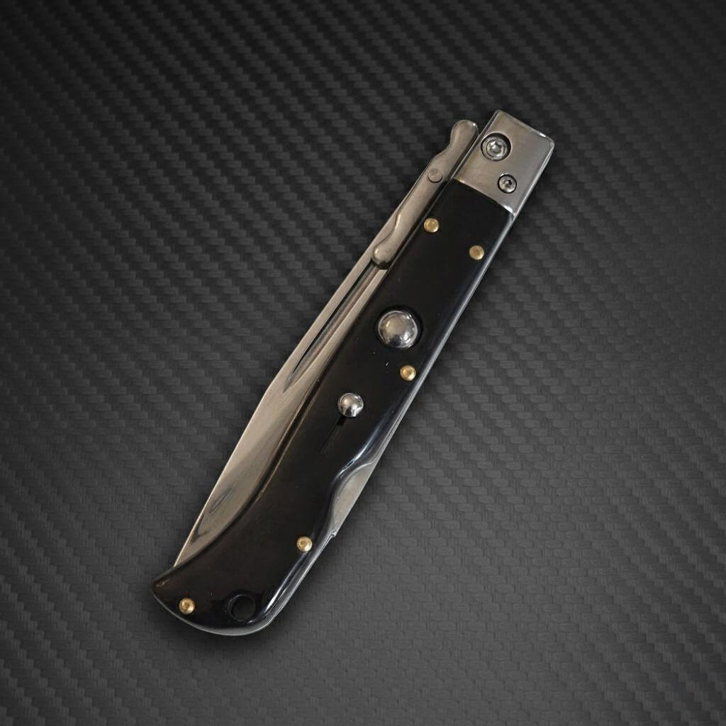 AKC 9" Italian Roma Swinguard Automatic - Black (3.75" Polished)