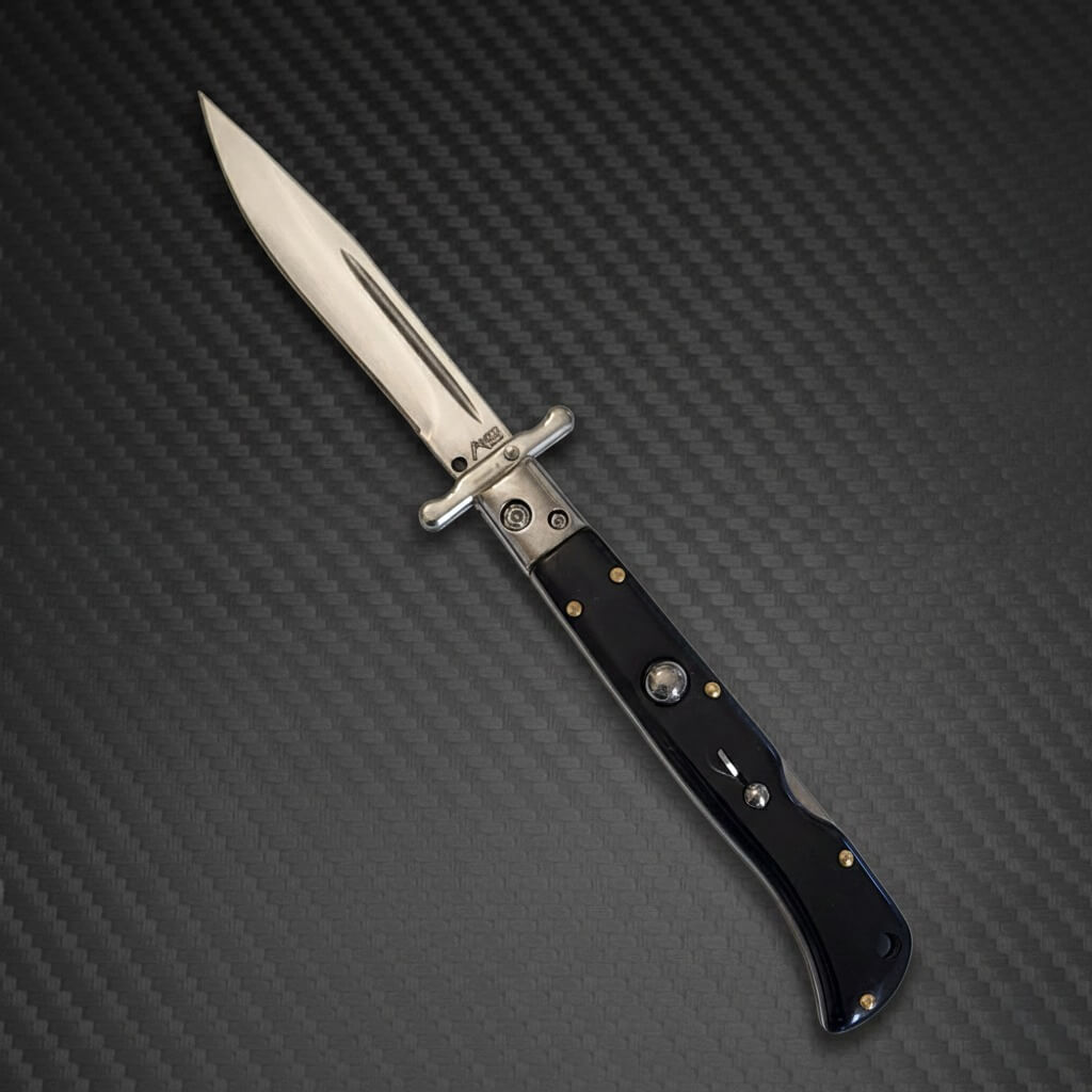 AKC 9" Italian Roma Swinguard Automatic - Fractured Onyx (3.75" Polished)