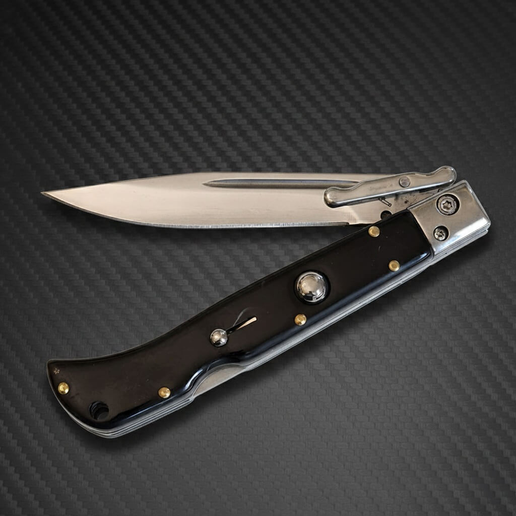 AKC 9" Italian Roma Swinguard Automatic - Fractured Onyx (3.75" Polished)