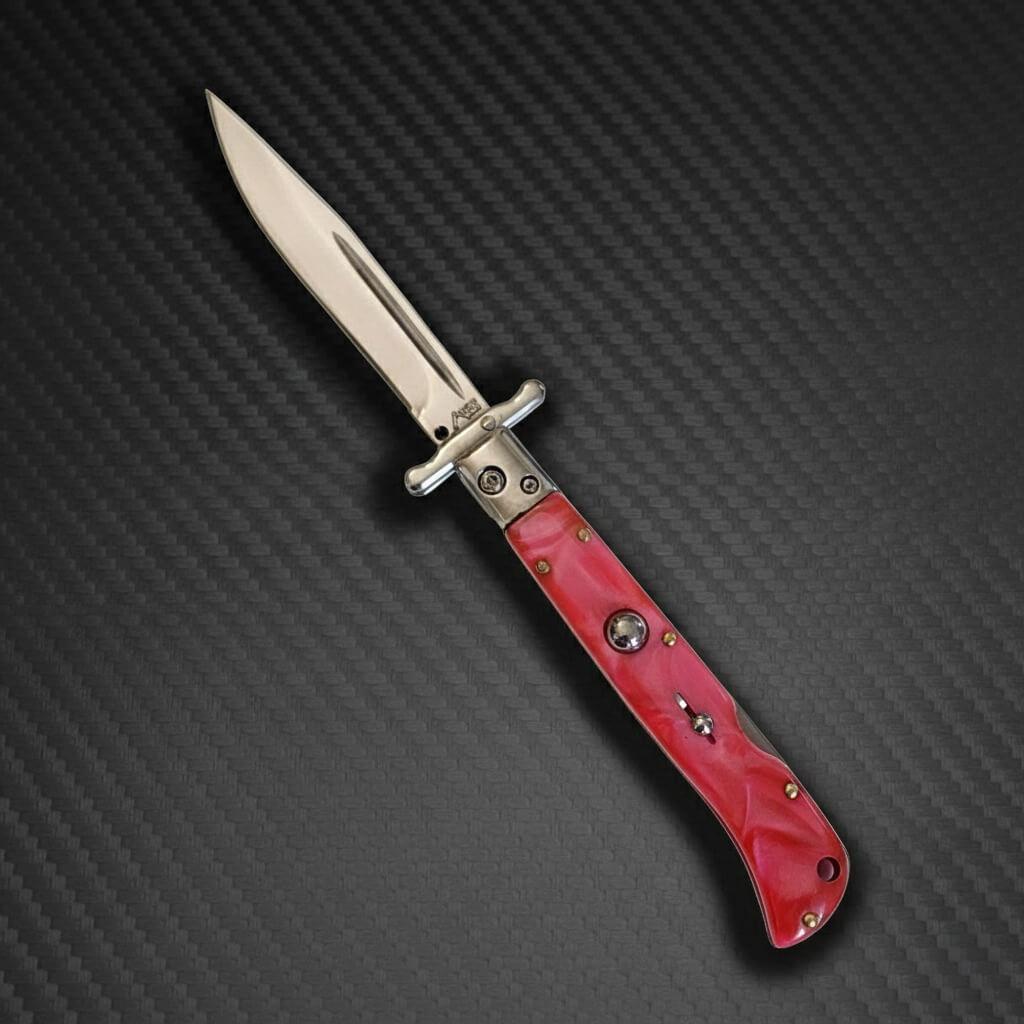 AKC 9" Italian Roma Swinguard Automatic- Pink Pearl (3.75" Polished)