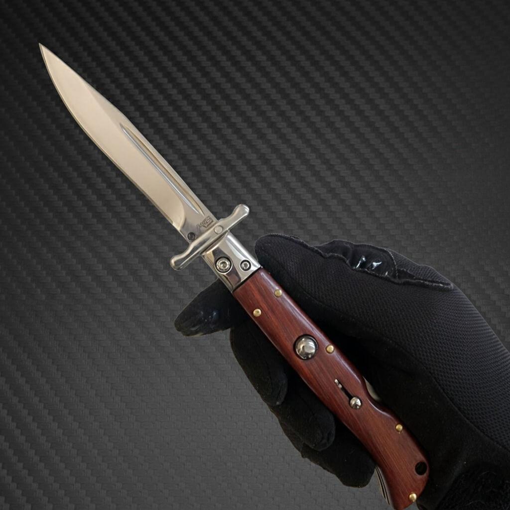 AKC 9" Italian Roma Swinguard Automatic - Wood (3.75" Polished)