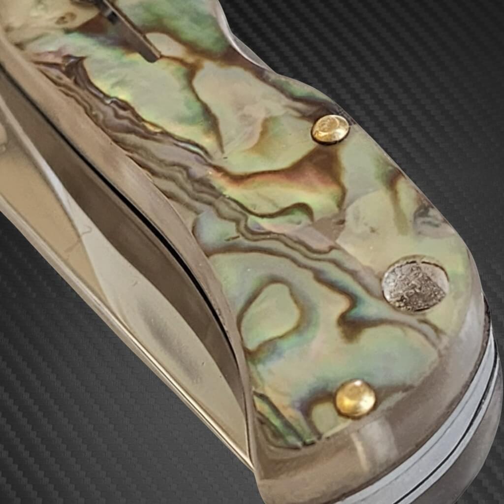 AKC 9" Italian Roma Swinguard Automatic Knife - Abalone (3.75" Polished)