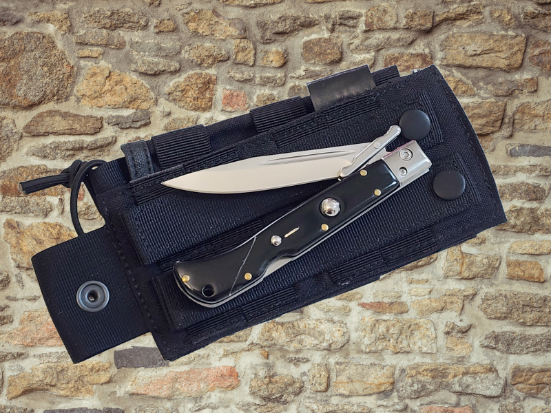 AKC 9" Italian Roma Swinguard Automatic Knife - Ebony Swirl (3.75" Polished).