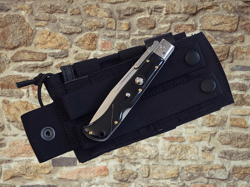 AKC 9" Italian Roma Swinguard Automatic Knife - Ebony Swirl (3.75" Polished).