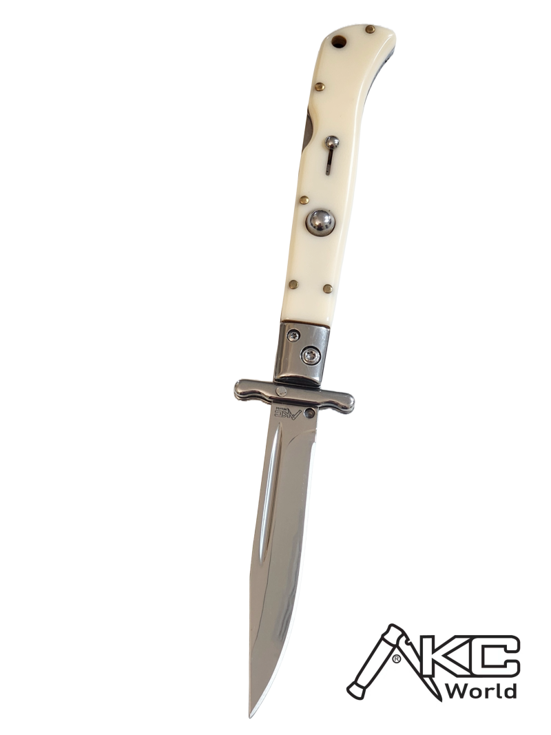 AKC 9" Italian Roma Swinguard Automatic Knife - Ivory (3.75" Polished).