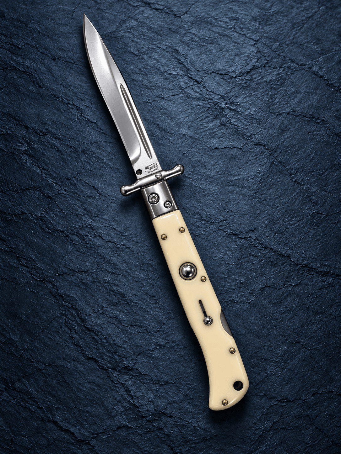 AKC 9 Italian Roma Swinguard Automatic Knife - Ivory (3.75 Polished)