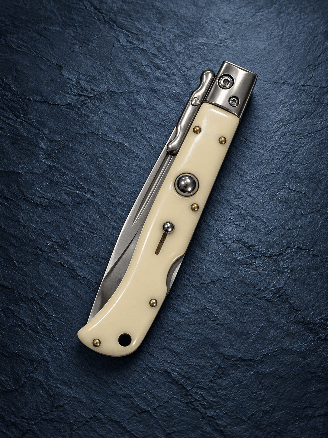 AKC 9 Italian Roma Swinguard Automatic Knife - Ivory (3.75 Polished)