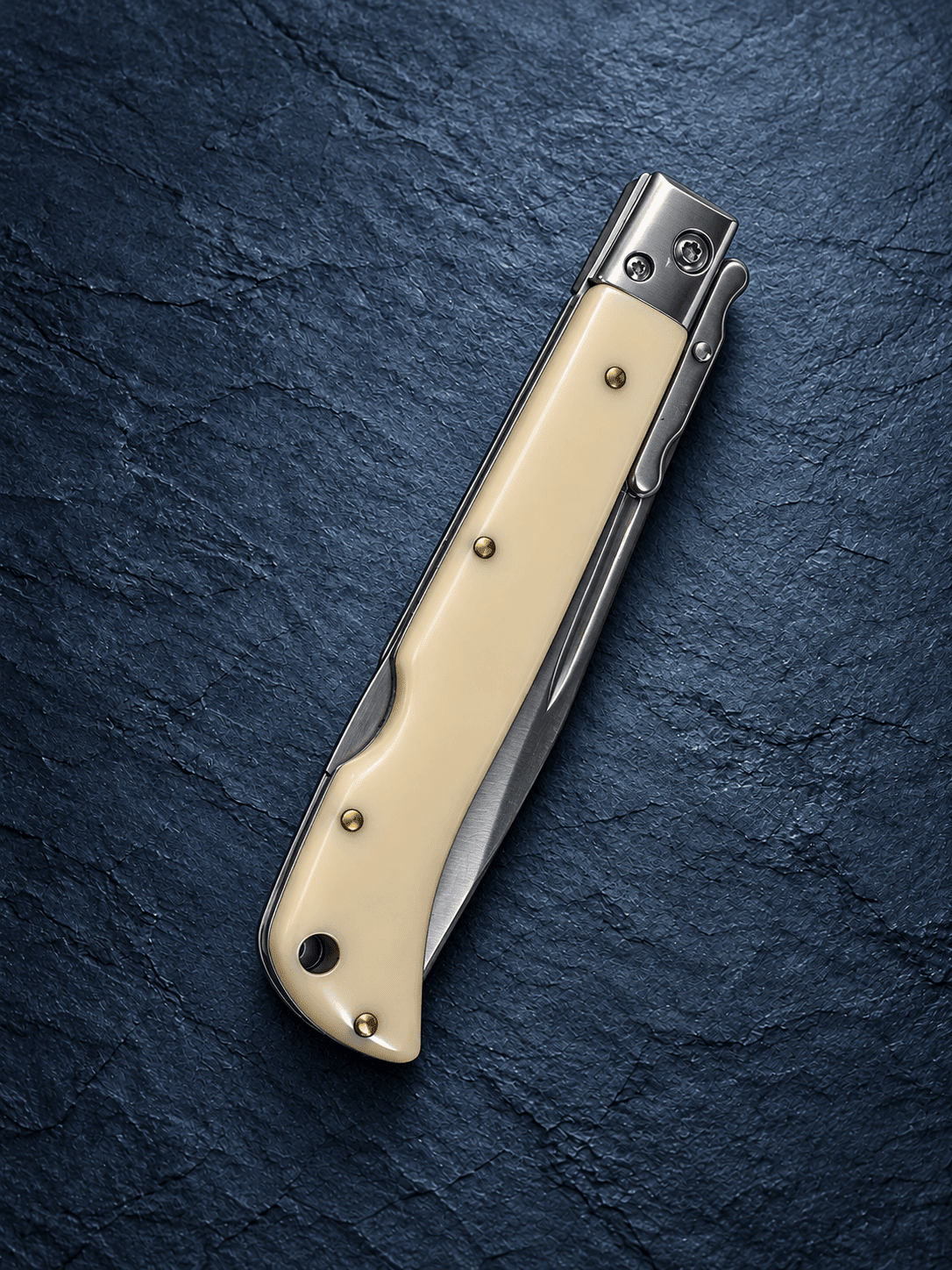 AKC 9 Italian Roma Swinguard Automatic Knife - Ivory (3.75 Polished)