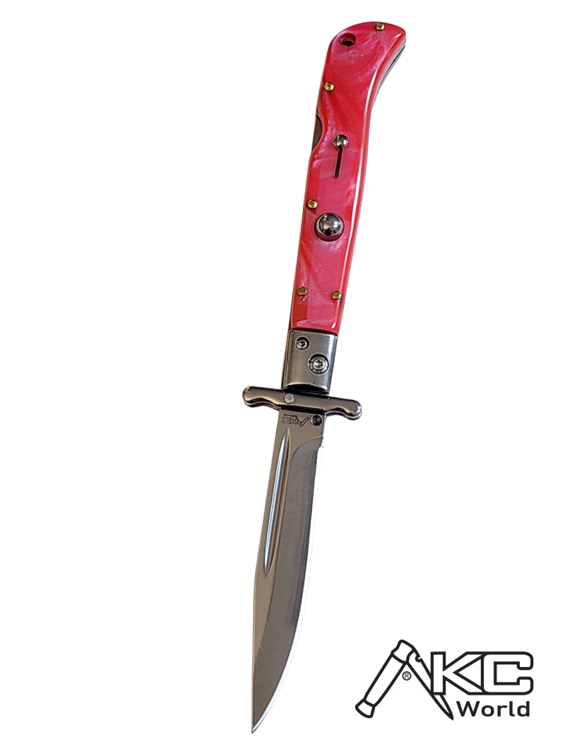 AKC 9" Italian Roma Swinguard Automatic Knife - Orange Pearl (3.75" Polished).