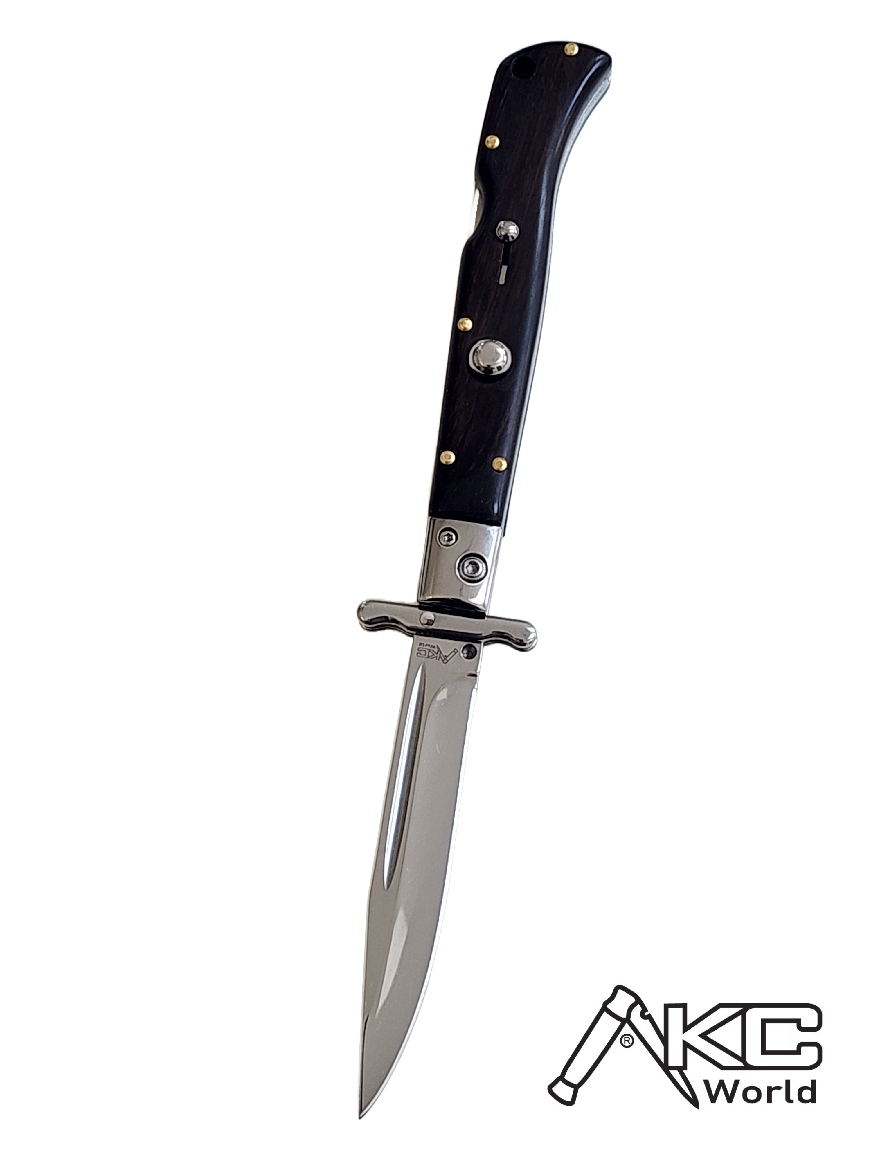 AKC 9" Italian Roma Swinguard Switchblade -  Ebony (3.75" Polished).
