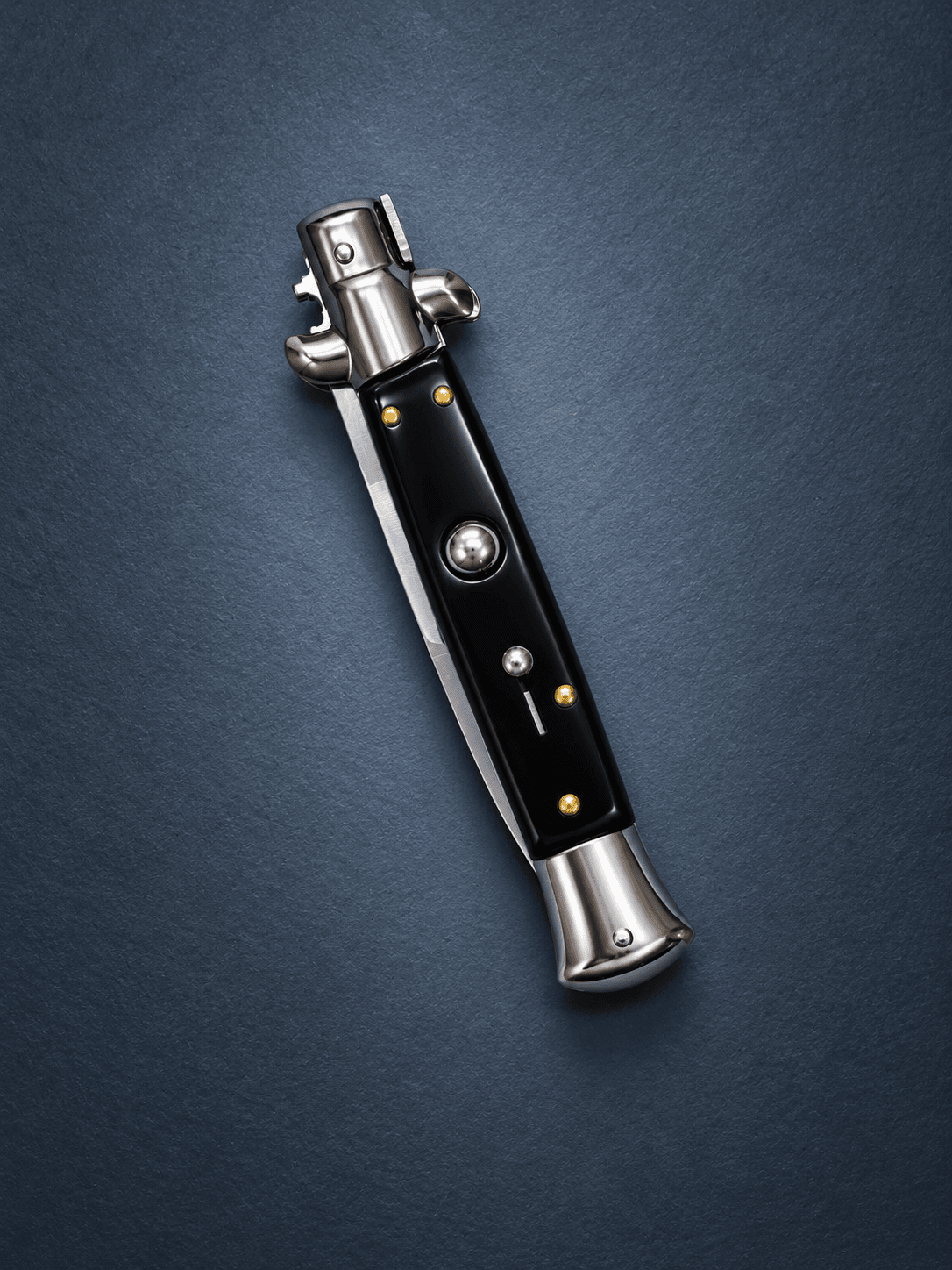 AKC 9 Italian Stiletto Black Automatic Knife - (3.75 Bayonet)