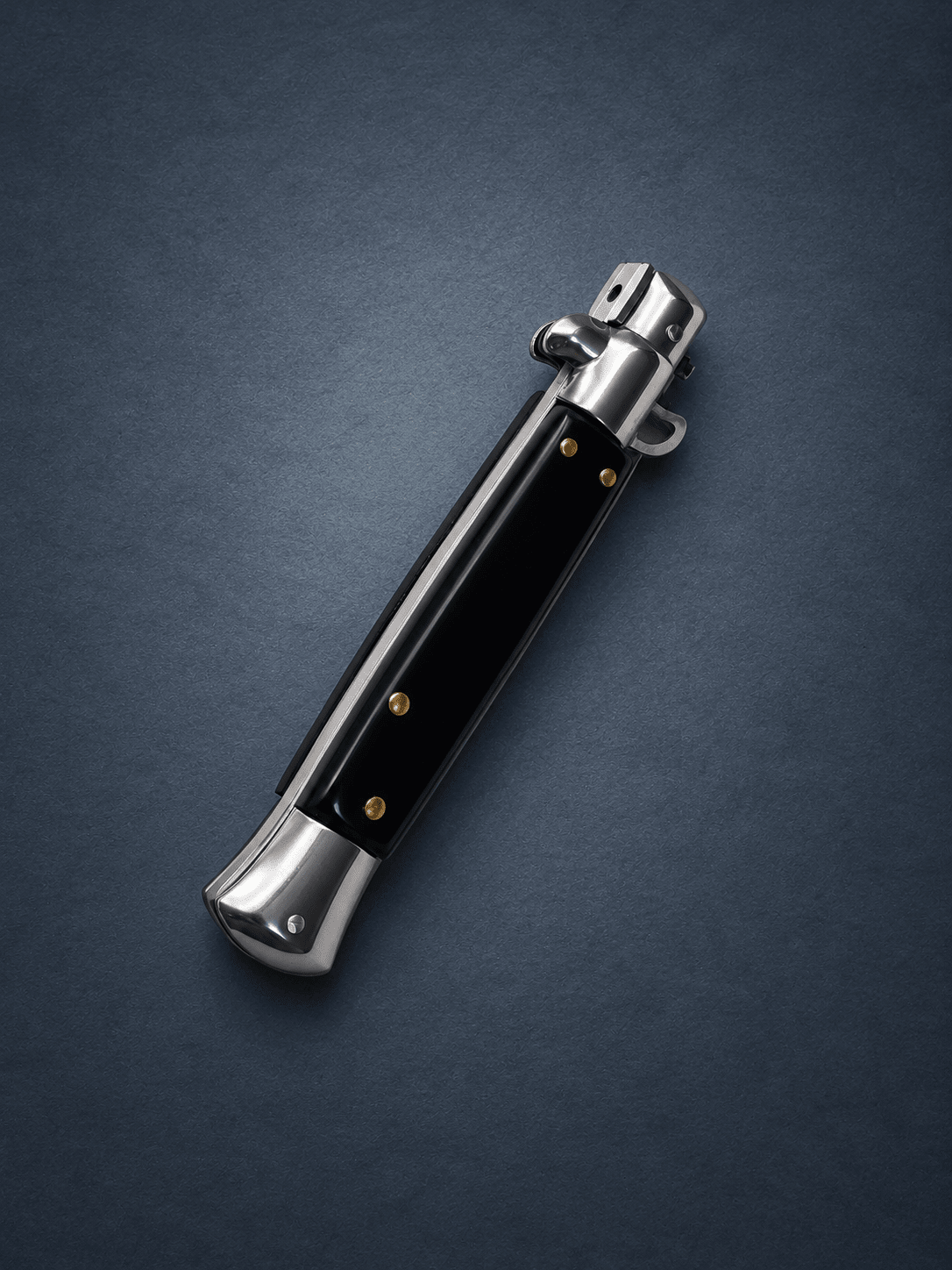 AKC 9 Italian Stiletto Black Automatic Knife - (3.75 Bayonet)