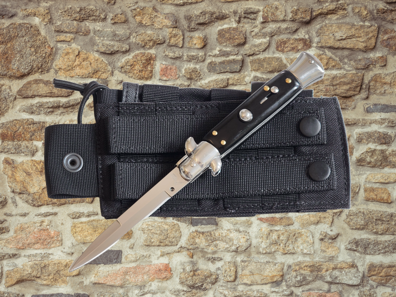 AKC 9" Italian Stiletto Black Automatic Knife - (3.75" Bayonet).