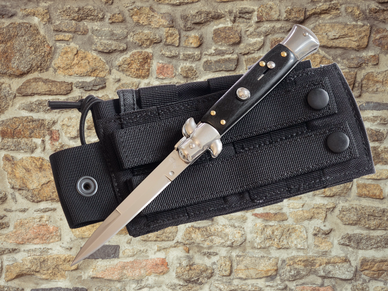 AKC 9" Italian Stiletto Dark Coffee Automatic Knife - (3.75" Bayonet).