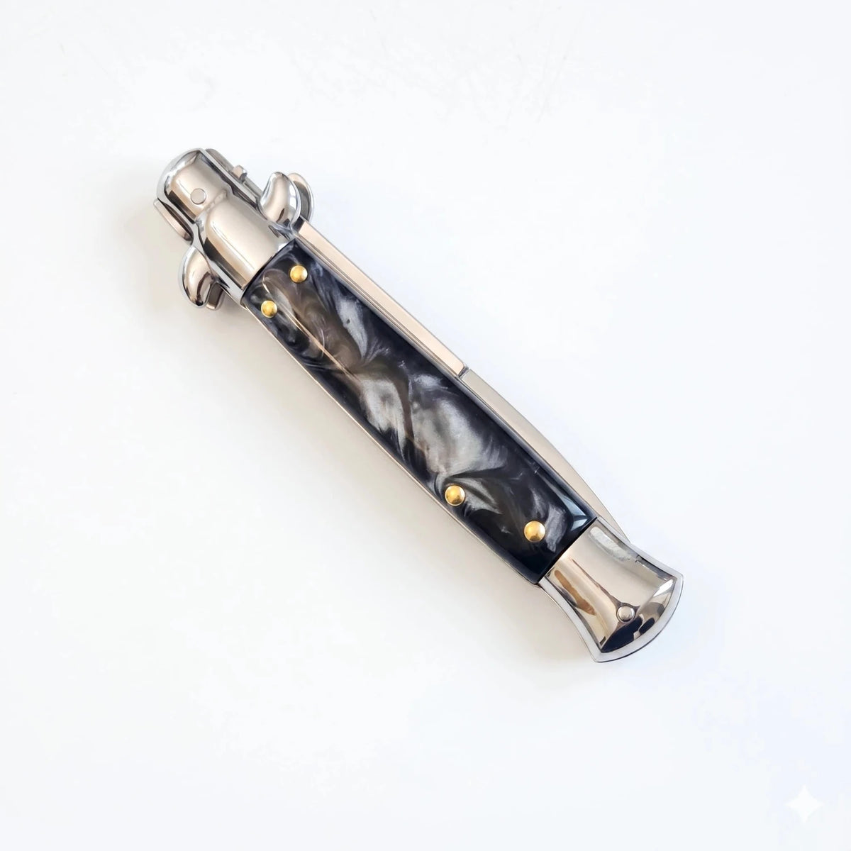 AKC 9 Italian Stiletto Ebony-Swirl Automatic Knife - (3.75 Bayonet)
