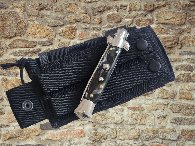 AKC 9" Italian Stiletto Ebony-Swirl Automatic Knife - (3.75" Bayonet)