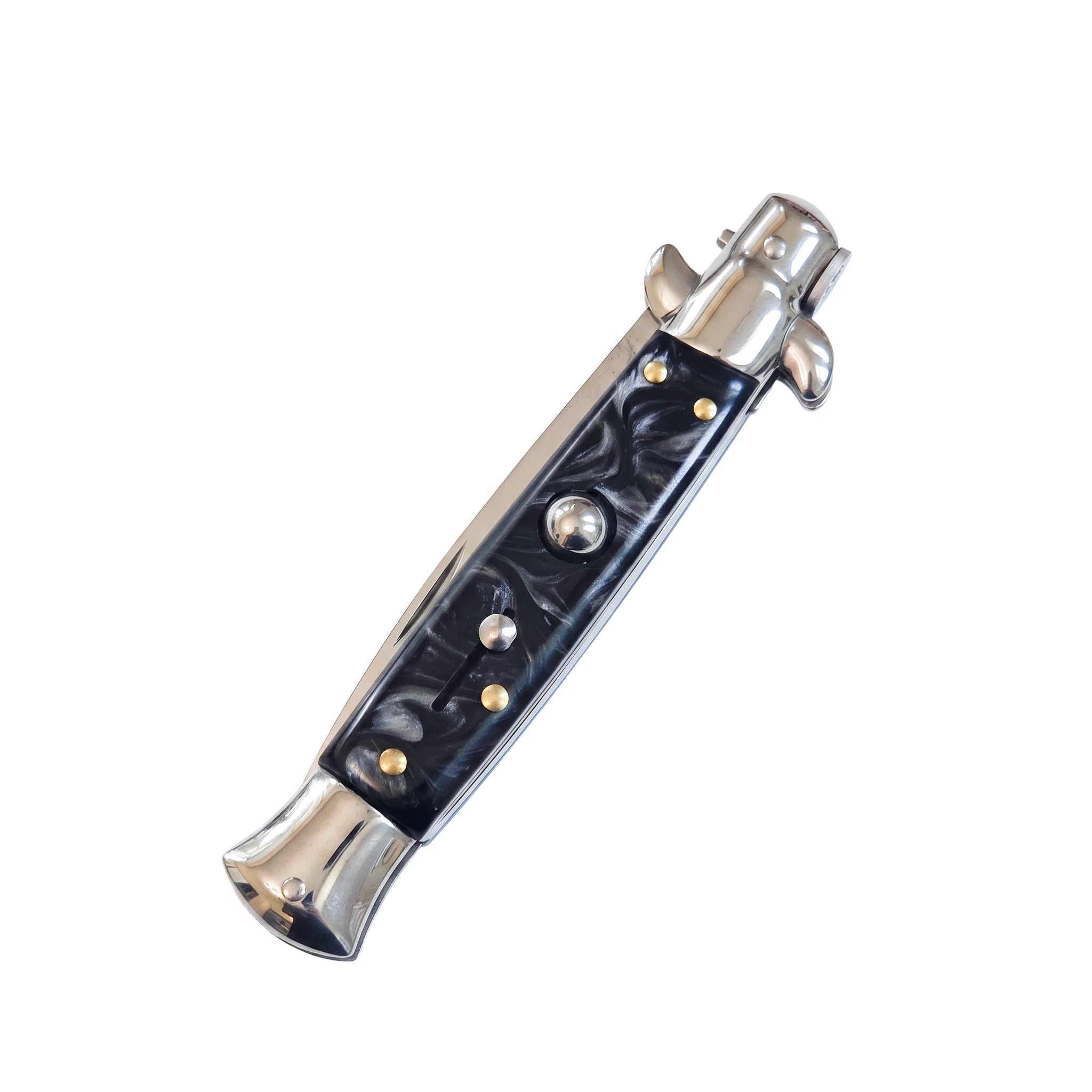 AKC 9 Italian Stiletto Ebony-Swirl Automatic Knife - (3.75 Bayonet)