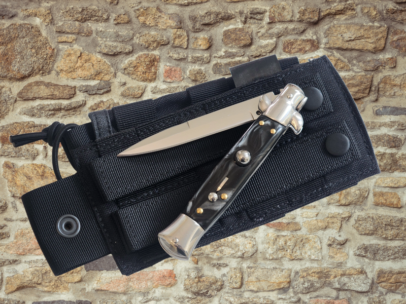 AKC 9" Italian Stiletto Ebony-Swirl Automatic Knife - (3.75" Bayonet)