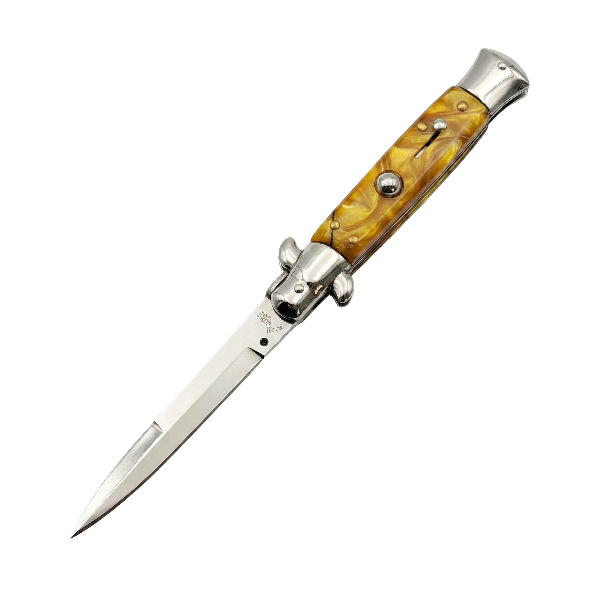AKC 9" Italian Stiletto Gold Pearl Automatic Knife - (3.75" Bayonet)