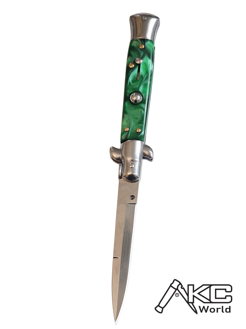 AKC 9" Italian Stiletto Green Pearl Automatic Knife - (3.75" Bayonet).