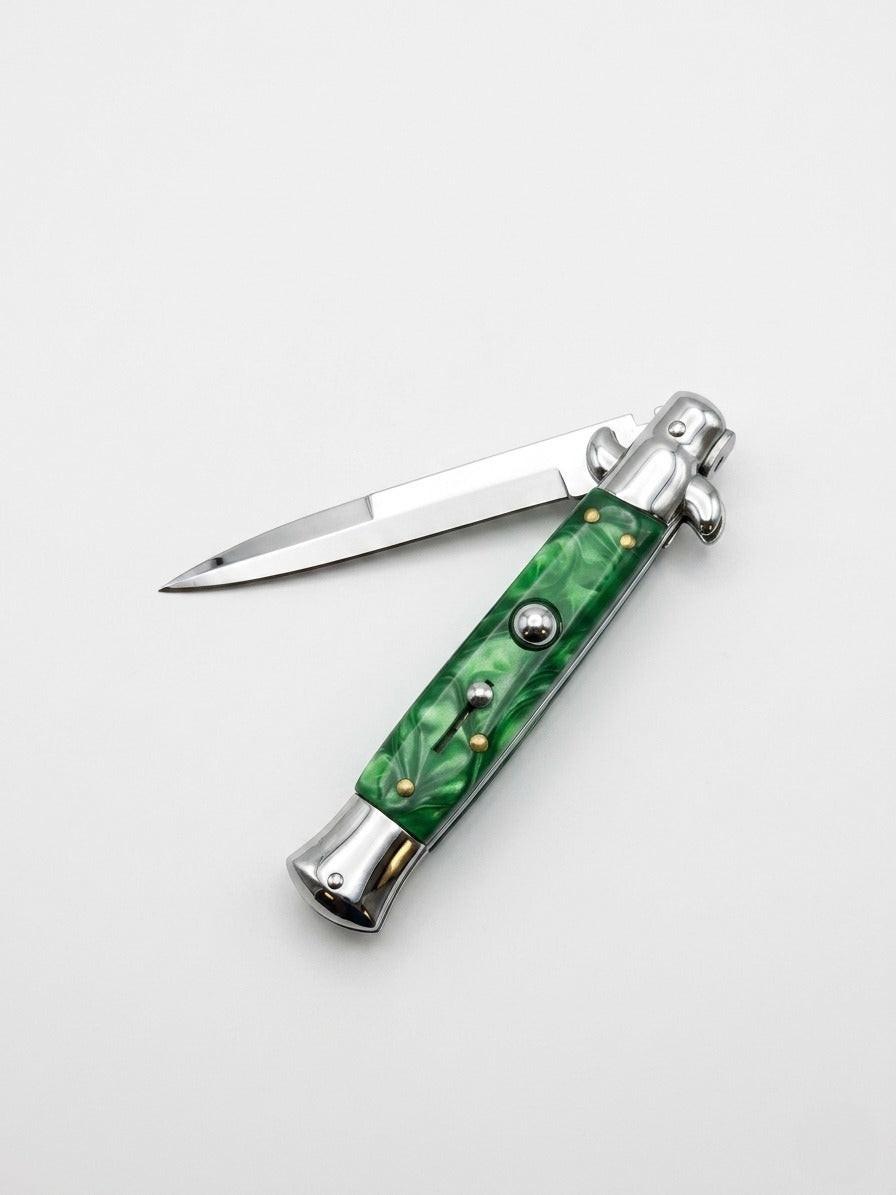 AKC 9" Italian Stiletto Green Pearl Automatic Knife - (3.75" Bayonet)