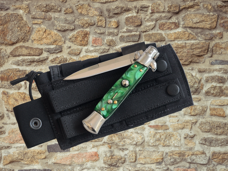 AKC 9" Italian Stiletto Green Pearl Automatic Knife - (3.75" Bayonet)