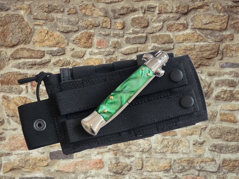 AKC 9" Italian Stiletto Green Pearl Automatic Knife - (3.75" Bayonet)