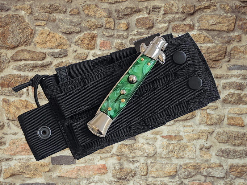 AKC 9" Italian Stiletto Green Pearl Automatic Knife - (3.75" Bayonet)