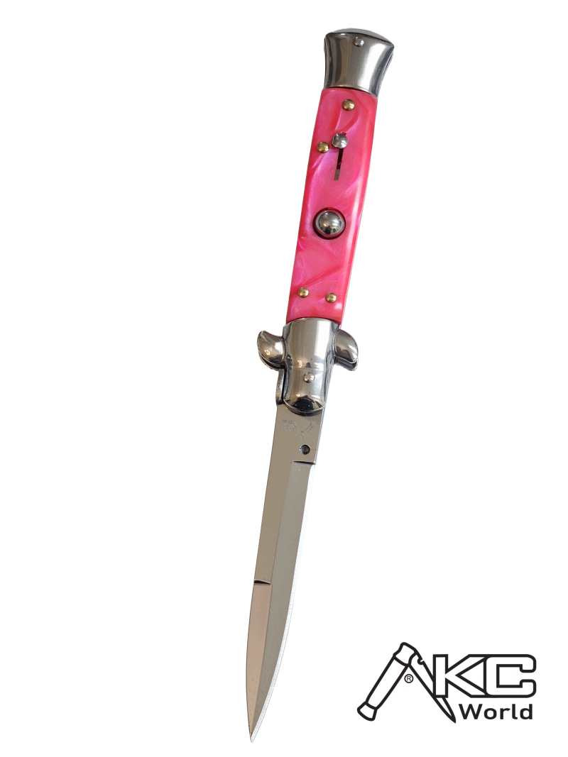 AKC 9" Italian Stiletto Orange Pearl Automatic Knife - (3.75" Bayonet).