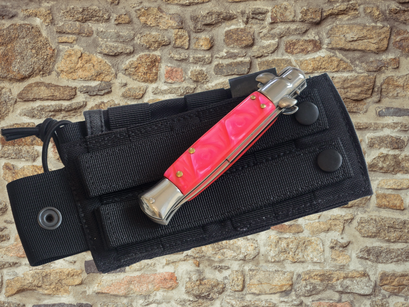 AKC 9" Italian Stiletto Orange Pearl Automatic Knife - (3.75" Bayonet).