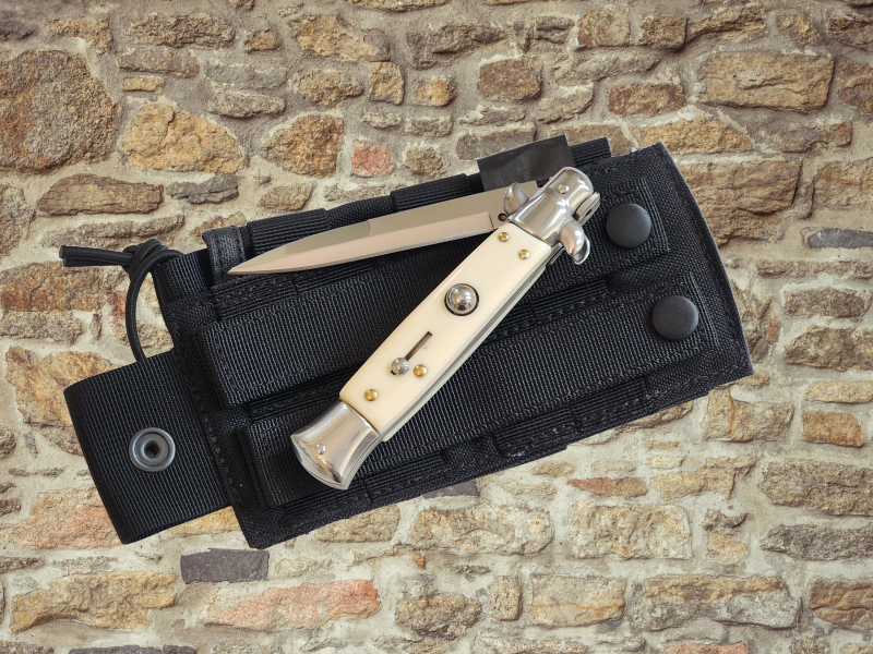 AKC 9" Italian Stiletto White Ivory Automatic Knife - (3.75" Bayonet)