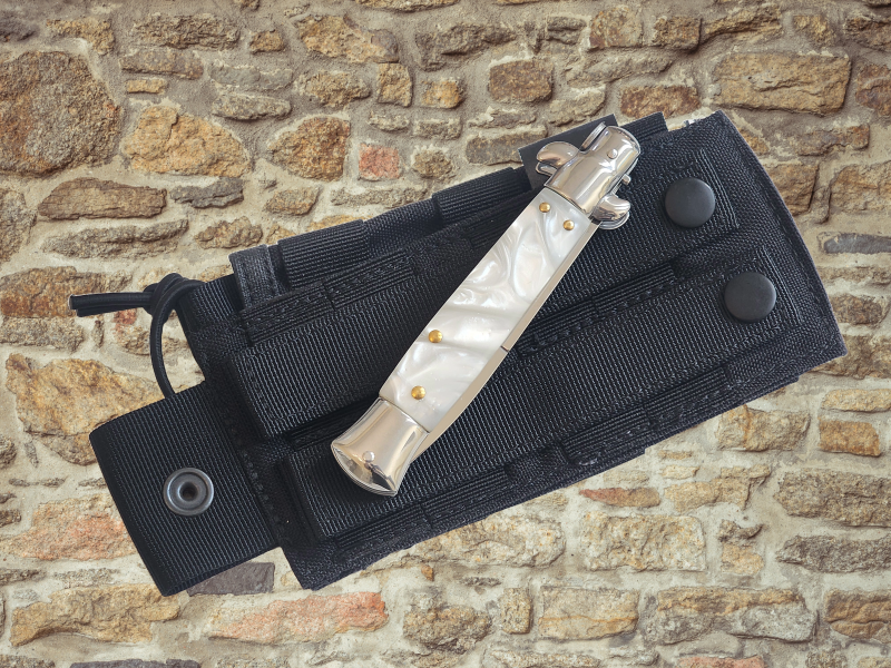 AKC 9" Italian Stiletto White Pearl Automatic Knife - (3.75" Bayonet).