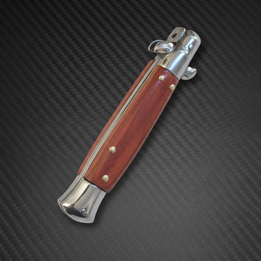 AKC 9" Italian Stiletto Wood Automatic Knife - (3.75" Bayonet)