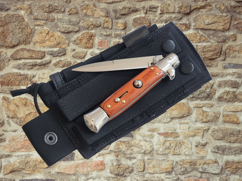 AKC 9" Italian Stiletto Wood Automatic Knife - (3.75" Bayonet).