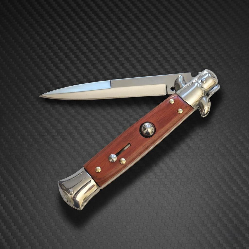 AKC 9" Italian Stiletto Wood Automatic Knife - (3.75" Bayonet)