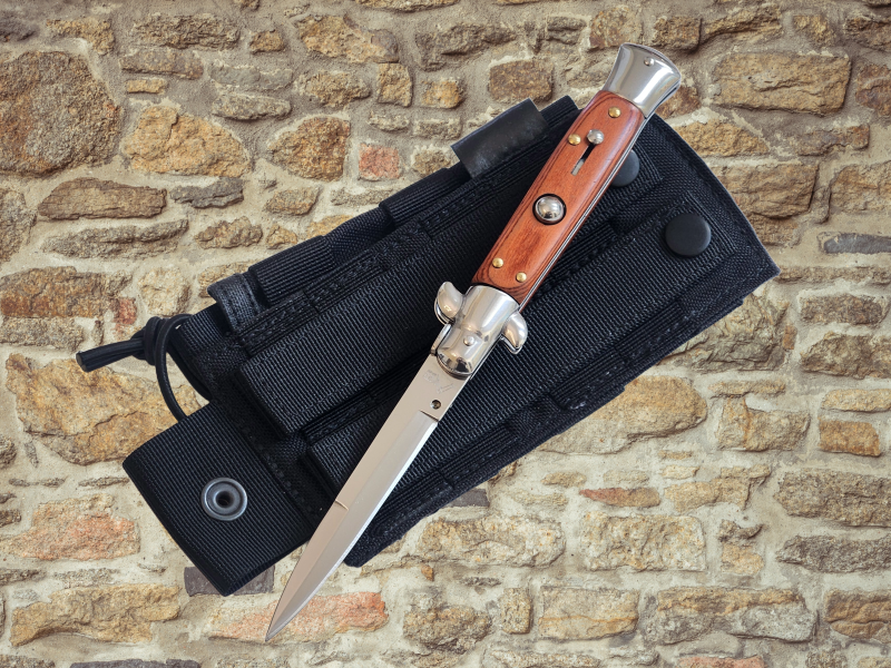 AKC 9" Italian Stiletto Wood Automatic Knife - (3.75" Bayonet).