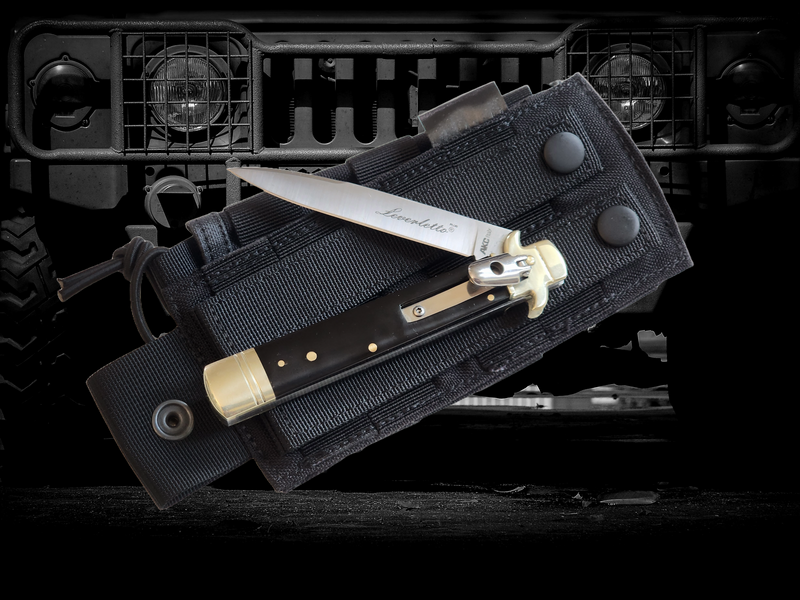 AKC 9" Leverletto Automatic Knife - Dark Horn (4" Spear Point)