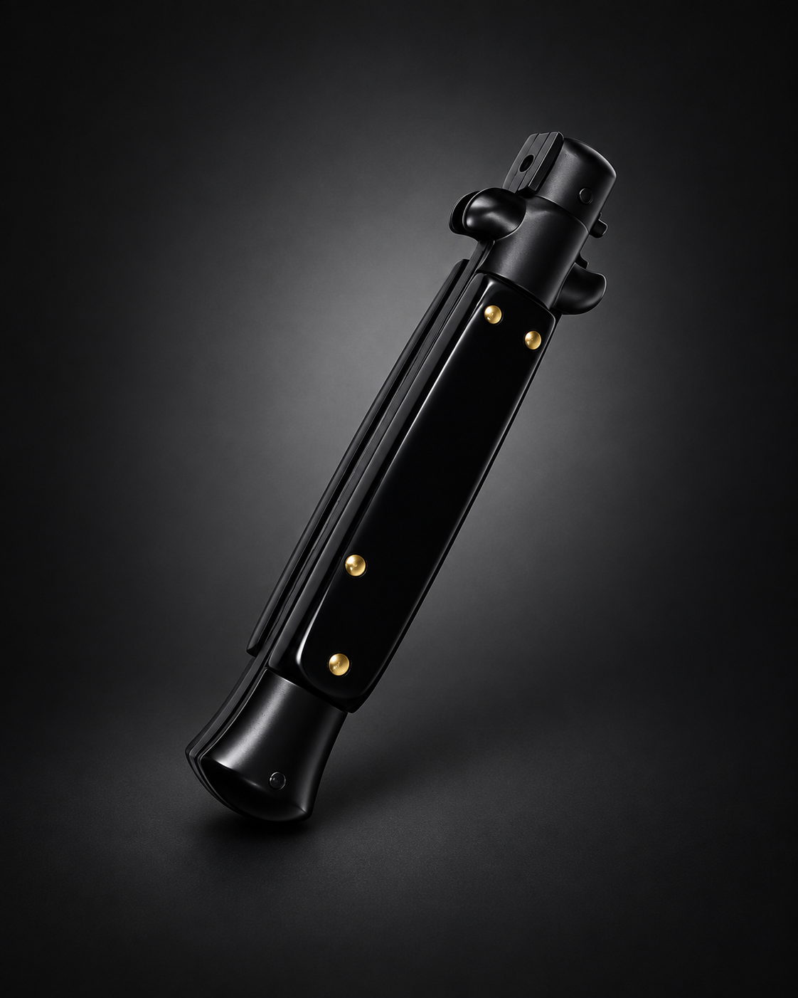 AKC 9" Tactical Edition Auto Stiletto Black Knife - (3.75" Black Bayonet)