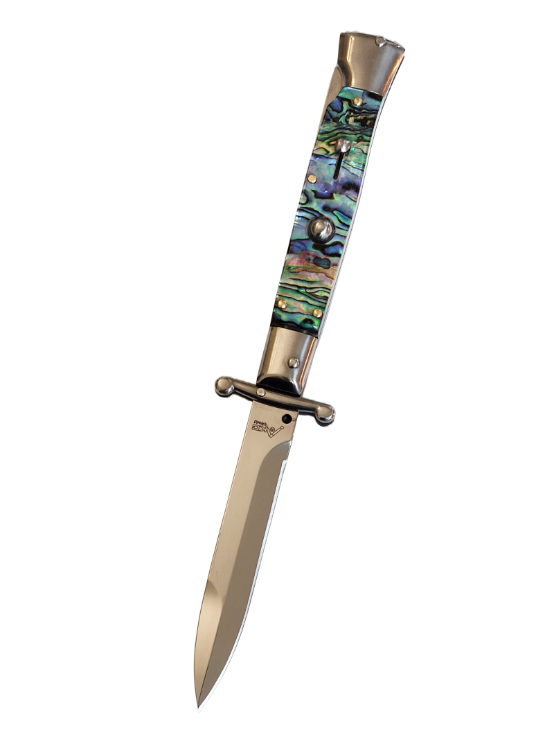 AKC Swinguard 9" Automatic Italian Stiletto Abalone (4" Polish Bayonet).