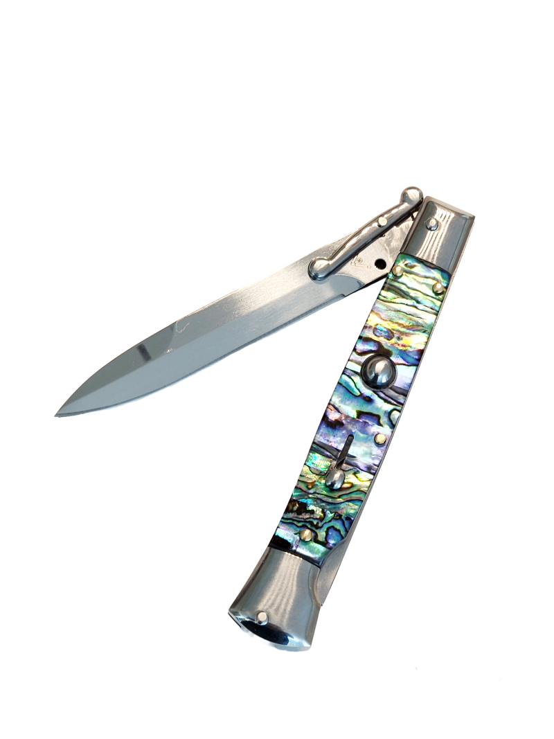 AKC Swinguard 9" Automatic Italian Stiletto Abalone (4" Polish Bayonet).