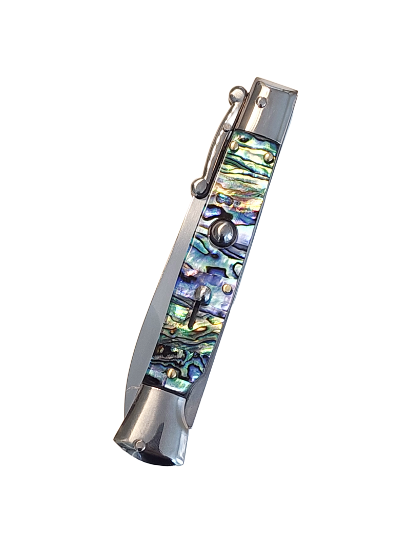 AKC Swinguard 9" Automatic Italian Stiletto Abalone (4" Polish Bayonet).