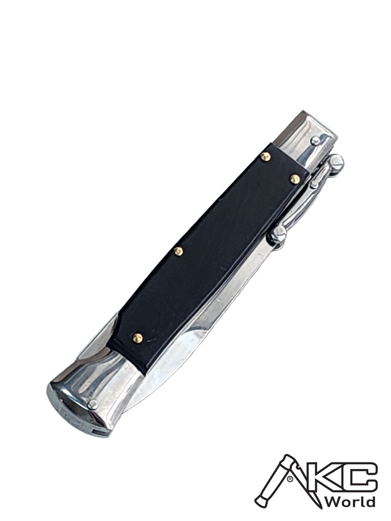 AKC Swinguard 9" Automatic Italian Stiletto Black (4" Polish Bayonet)