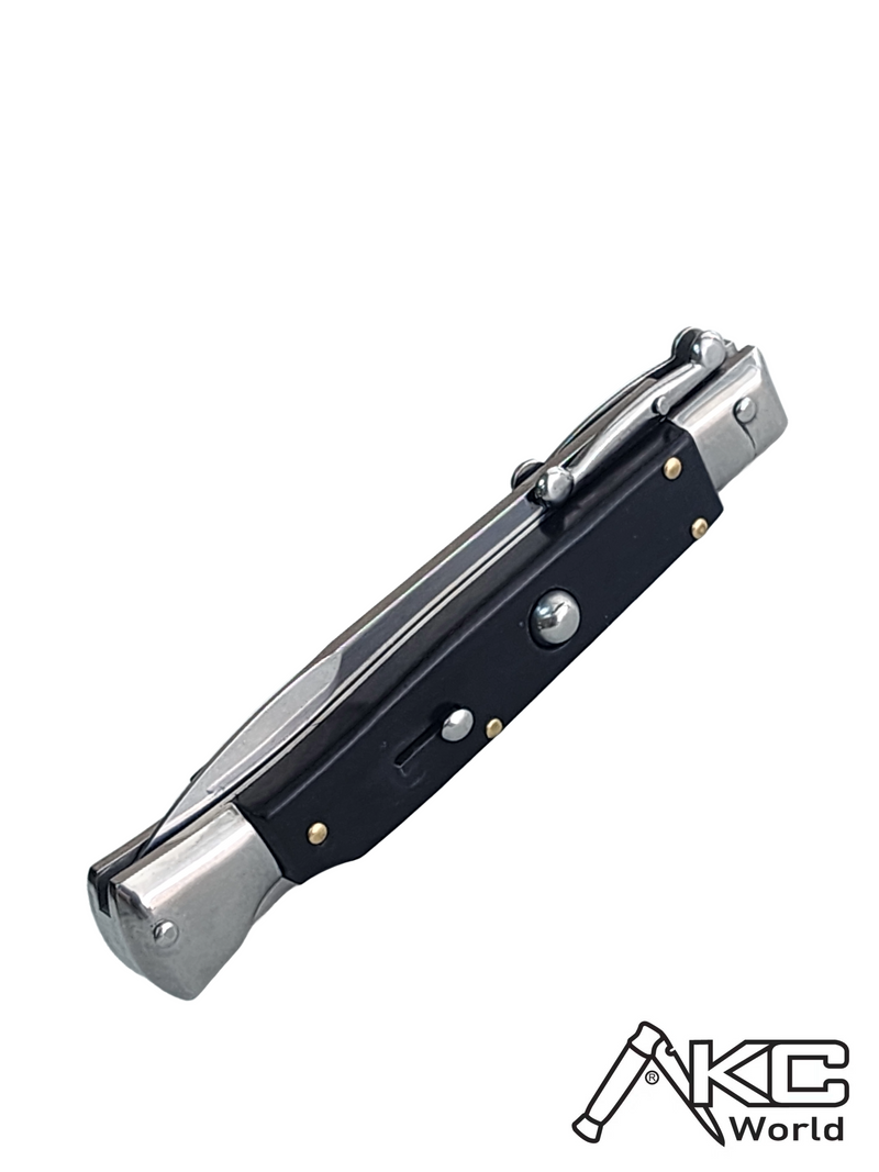 AKC Swinguard 9" Automatic Italian Stiletto Black (4" Polish Bayonet)