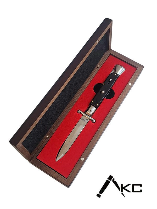 AKC Swinguard 9" Automatic Italian Stiletto Black (4" Polish Bayonet)