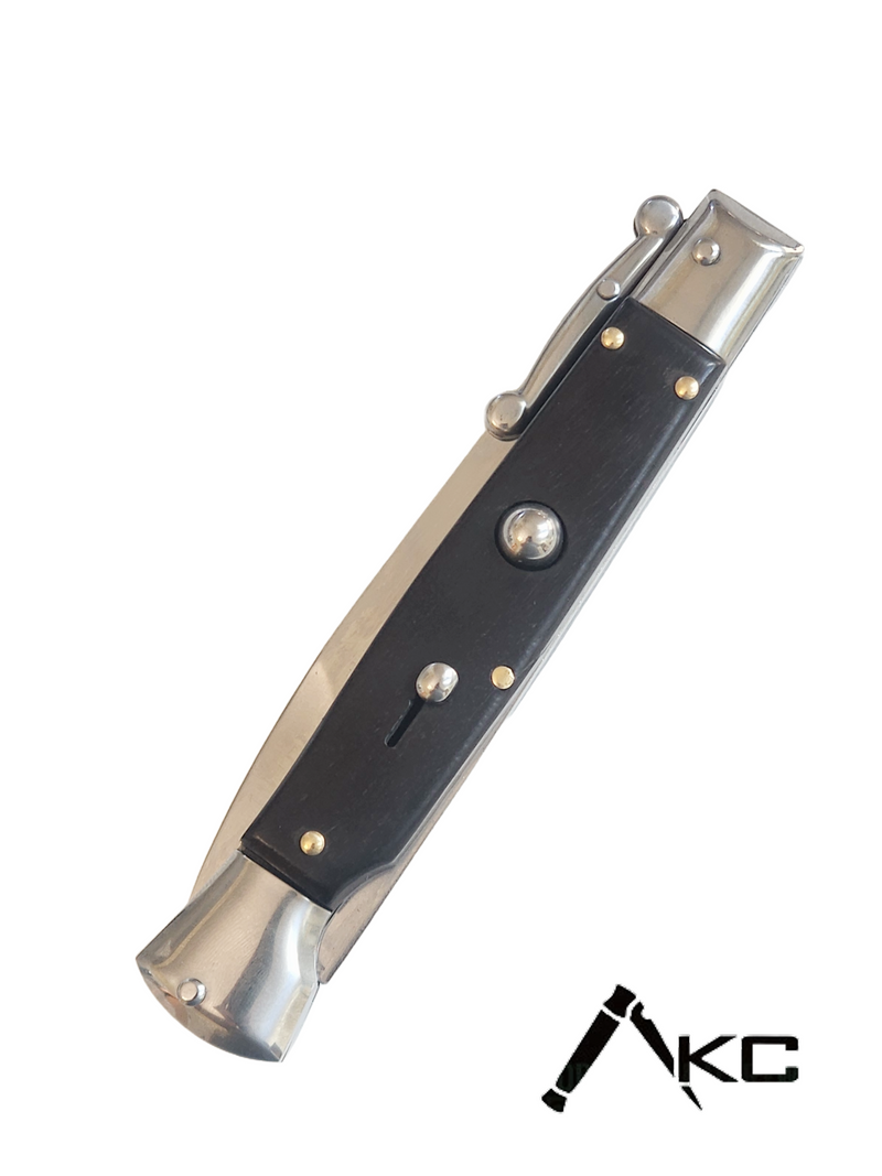 AKC Swinguard 9" Automatic Italian Stiletto Black (4" Polish Bayonet).