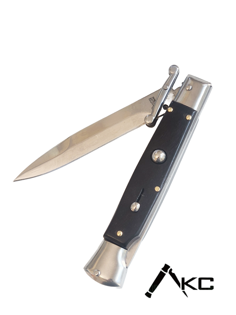 AKC Swinguard 9" Automatic Italian Stiletto Black (4" Polish Bayonet).